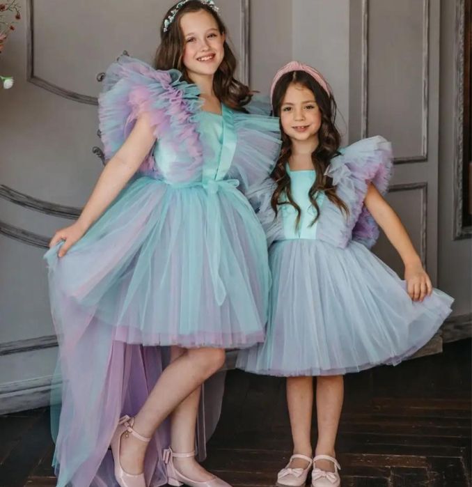 Платье детское нарядное голубое