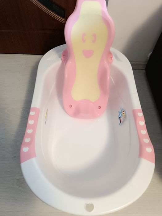 Cadita ergonomica cu suport detasabil Little Mom Sunny Pink, 0-3 ani