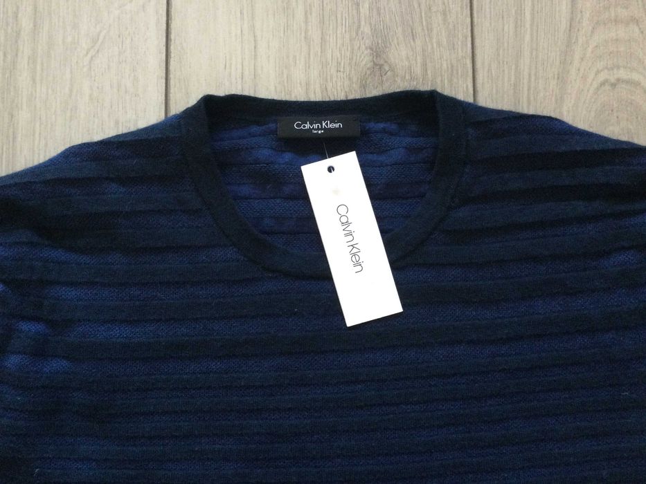 НОВ оригинален тъмно син памучен пуловер CALVIN KLEIN размер L от САЩ