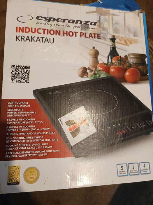 Индукционен котлон 2000W, 80-270°C, 5 функции