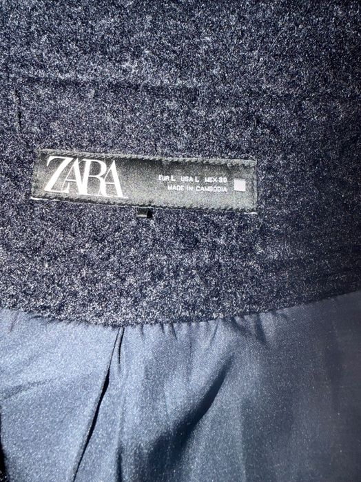 Късо палто ZARA тъмно синьо