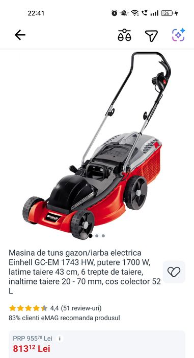 Mașina de tuns iarba Einhell DEFECTA,Preț fix