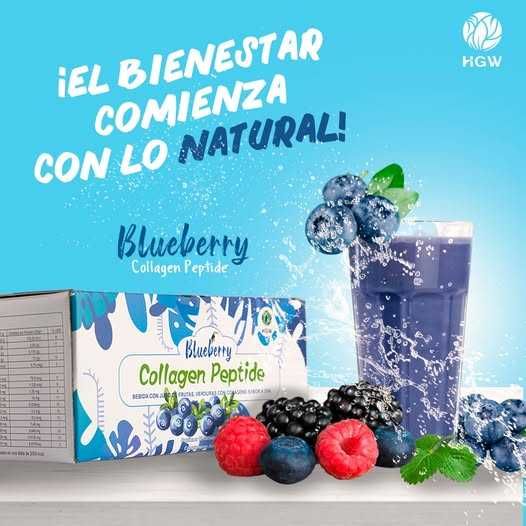 Colagen Peptide Blueberry GreenWorld 300g 12 plicuri antioxidant hidratare peptide - ușor de absorbit de organism