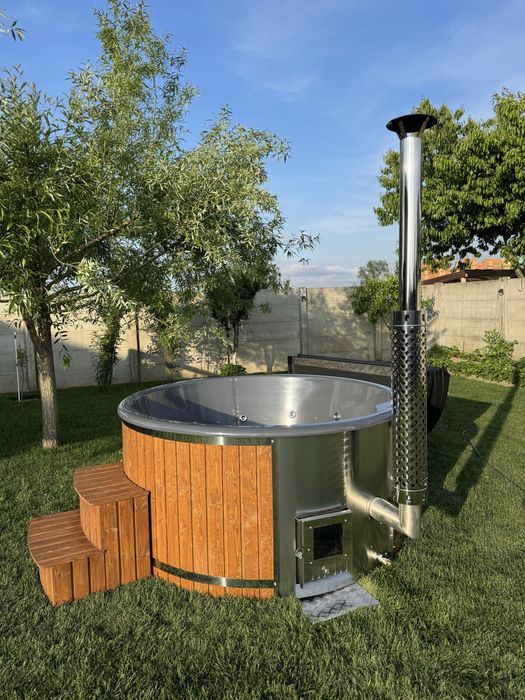 Ciubăr Premium din Fibră cu Hidromasaj, LED RGB – Izolat complet