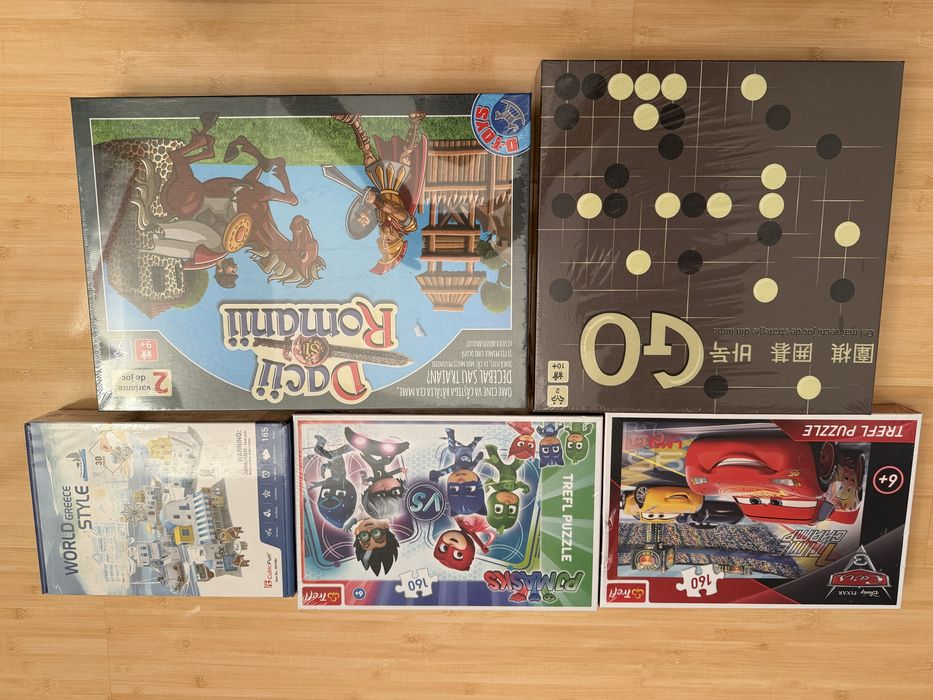 Set jocuri și puzzle copii + familie (Dacii și Romanii, GO, puzzle-uri) – stare foarte bună
