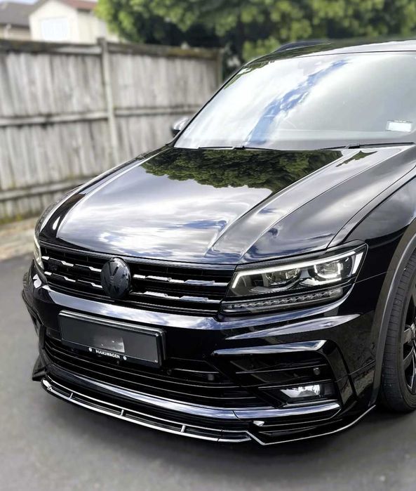 Преден спойлер за VW TIGUAN R-LINE MK2 2016 до 2020 черен гланц