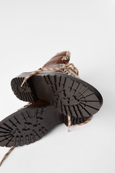 ZARA зимни кубинки боти от естествена кожа