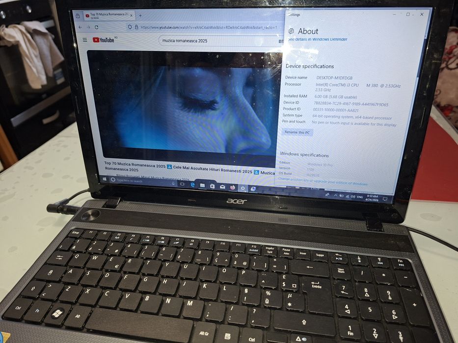 Acer Aspire 5733, Intel i3, 500 gb, Windows 10+ Office, 6 gb ram