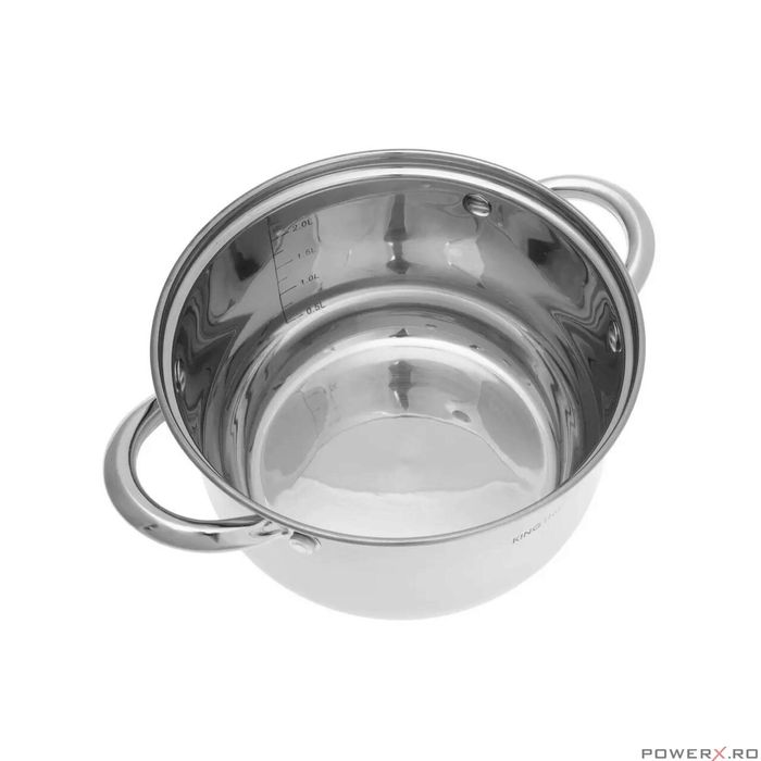 Set de 3 oale din inox cu capac sticla, dimensiuni 16cm, 18cm, 20 cm,
