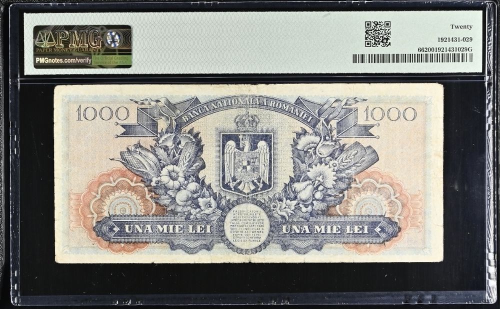 Bancnota gradata PMG 1000 lei 1947