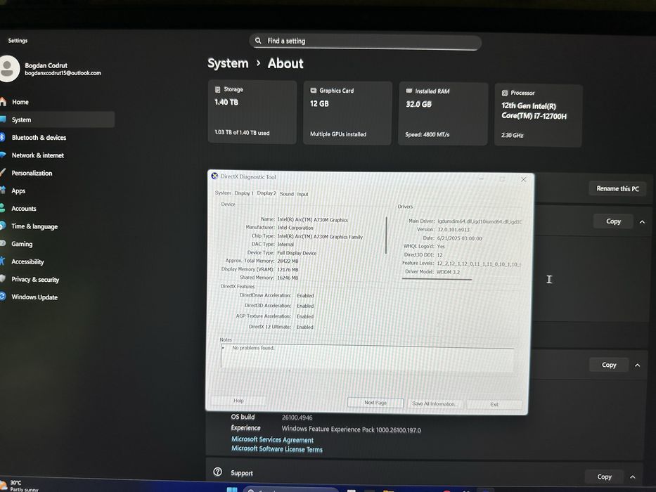 Laptop Medion Erazer Major X10 - i7-12700H, 32GB, Arc A730M 12GB vRAM