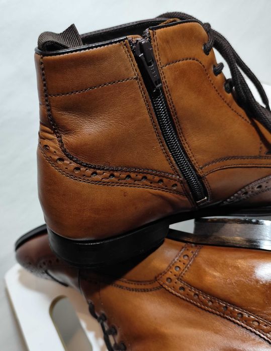 Ghete ankle 43 brogue Pat Calvin piele naturala moale