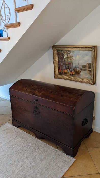 Ladă stejar masiv din anul 1854 feronerie original