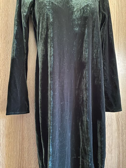 Rochie din catifea, culoare verde inchis