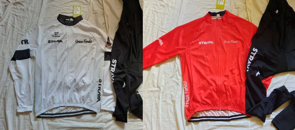 Echipament ciclism Strava Rosu Alb NOU subtire toamna primavara bluza