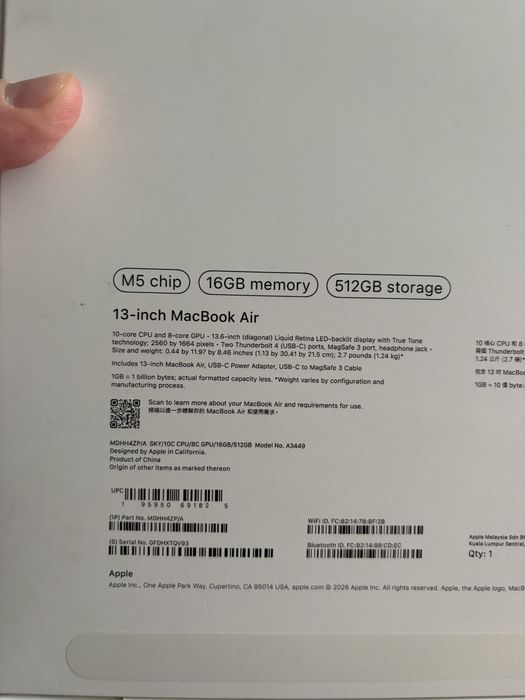 Macbook air m5 16/512 7циклов