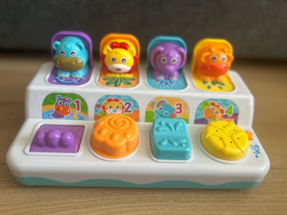 Музикална играчка Playgro + Learn - Изскачащи животни, със светлини
