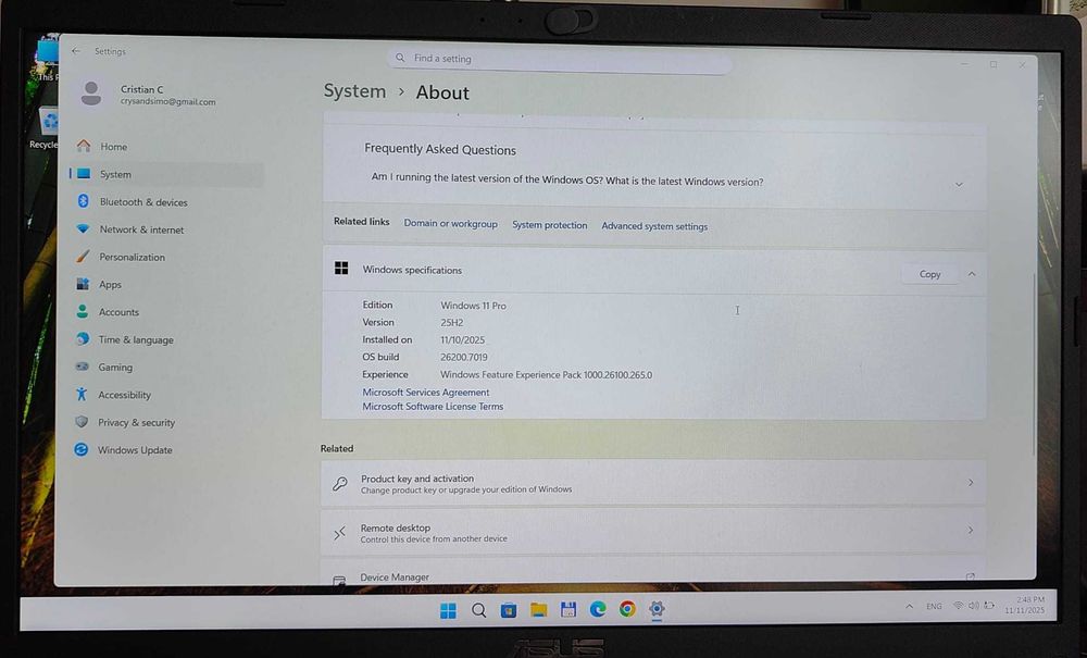 Laptop ASUS Win11Pro+Bitdefender 2 ani