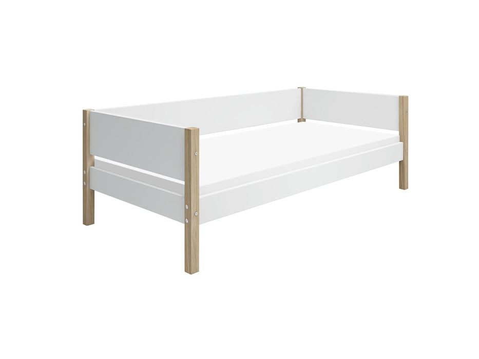 Pat copii stejar și PAL 80x160 cm saltea premium cu strat cocos inclus