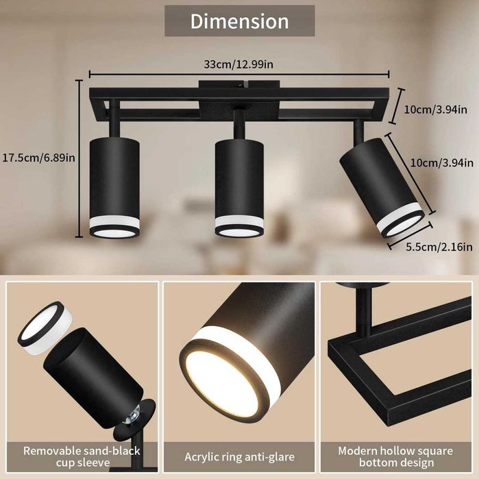 Spot de tavan LED reglabil Dehobo, spot de perete interior GU10