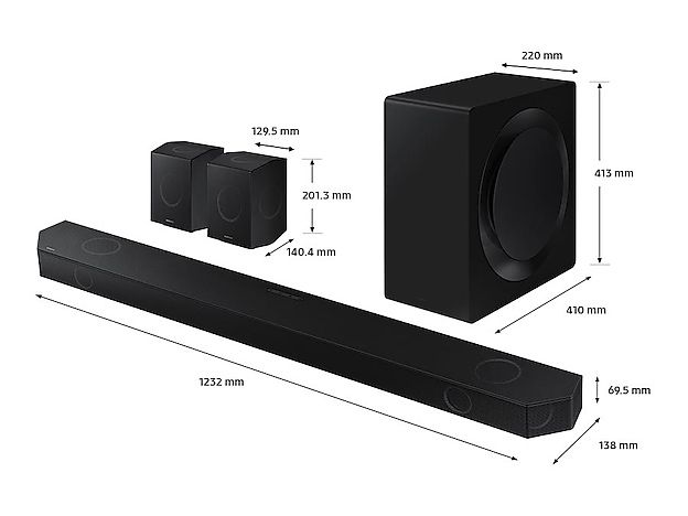 Soundbar HW-Q990D, 11.1.4ch, 656W, Bluetooth, Wi-Fi, Subwoofer wireless, Dolby Atmos, Negru grafit