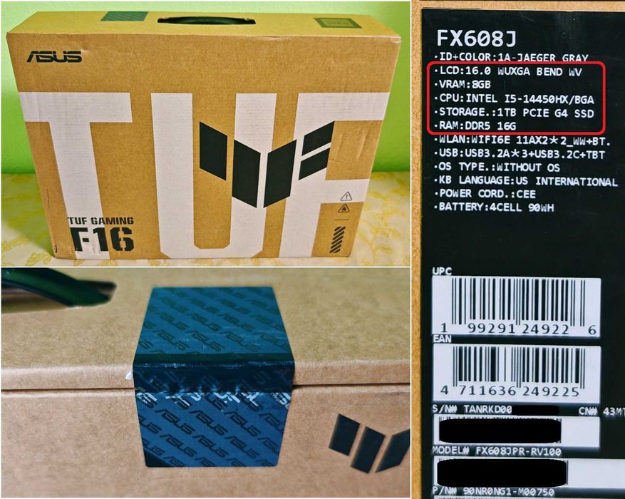 NVIDIA RTX 5070 8GB GDDR7/Intel Core i5-14450HX/16GB DDR5/1TB SSD NVME 1.4/16 FHD+ IPS 165hz/ASUS TUF Gaming F16 чисто нов 2 години гаранция геймърски