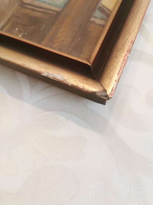 Антикварна картина масло платно рамка авторска подписана