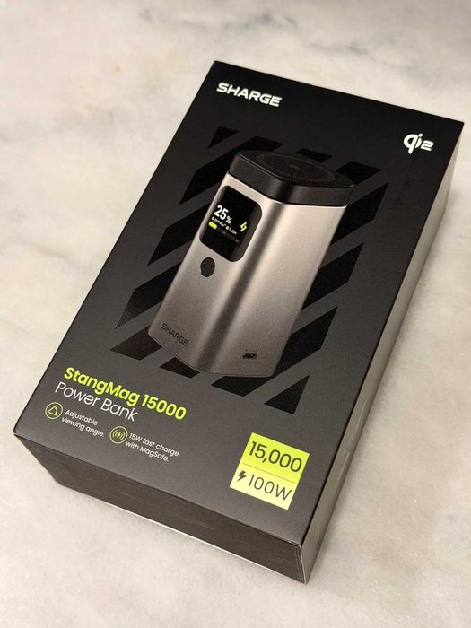 Външна батерия Sharge Magsafe 2 в 1, 15000mAh/55.5Wh, Qi2 15W