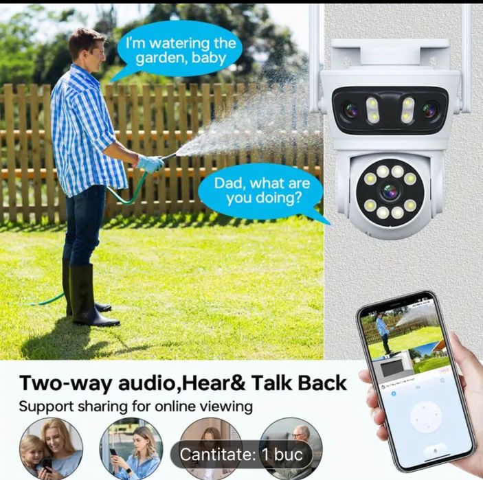 Oferta! Camera supraveghere wireless Full HD lentile triple