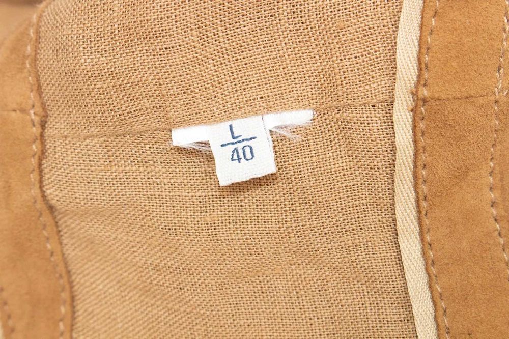 Massimo Dutti дамски елек от естествен велур с ленен гръб кафяв 40/L