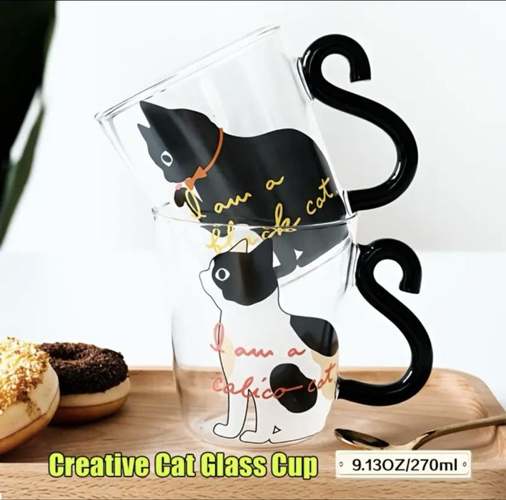 Чаша с котка в два цвята