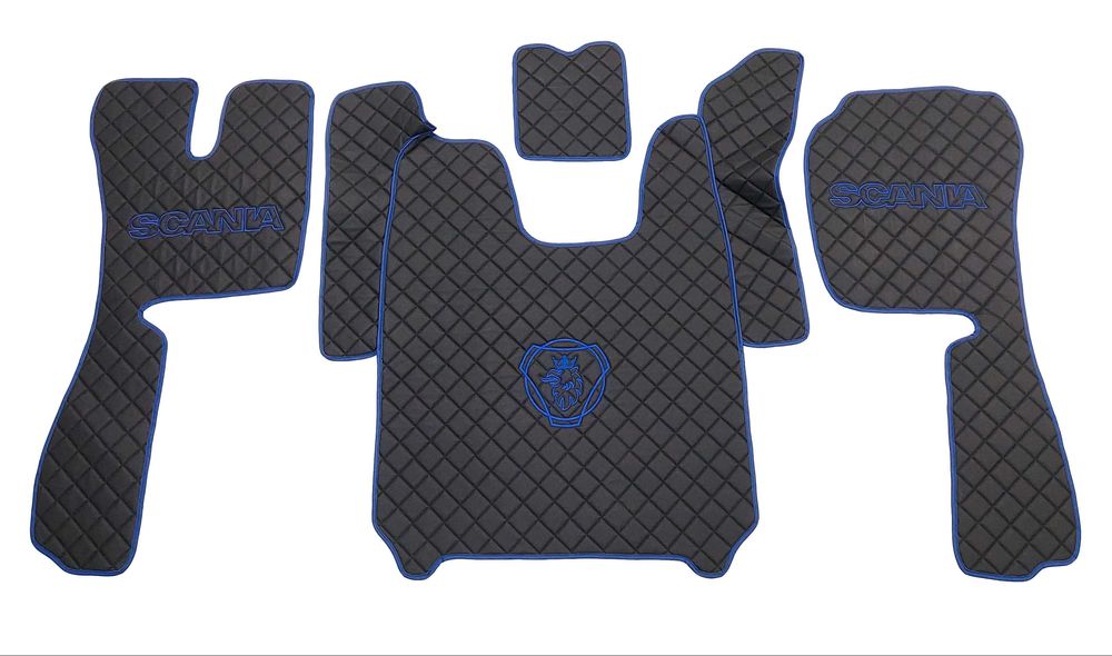 Кожени стелки черно/синьо за SCANIA R 2010-2016 с три бродирани лога