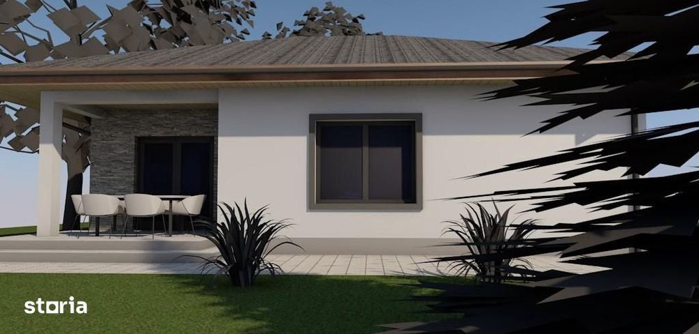 Casa moderna parter, zona excelenta – 3 camere, terasa, teren 6 arii