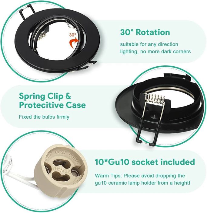 Нови лунички за вграждане GU10 – комплект 6 броя