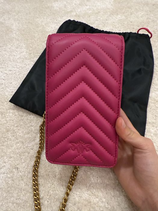 Чисто нова оригинална чанта Pinko love one chevron nappa leather case