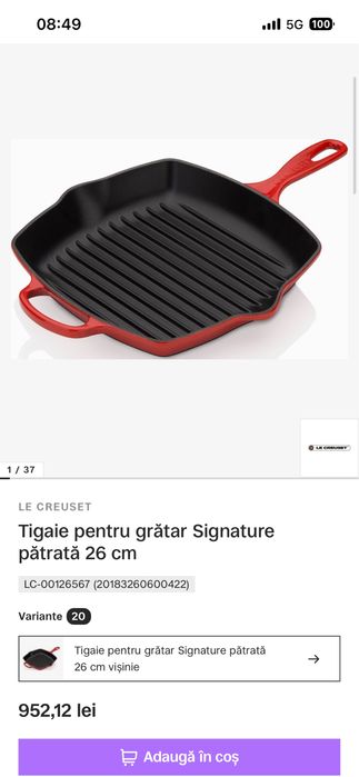 Tigaie/ grill fonta Le creuset 26 cm