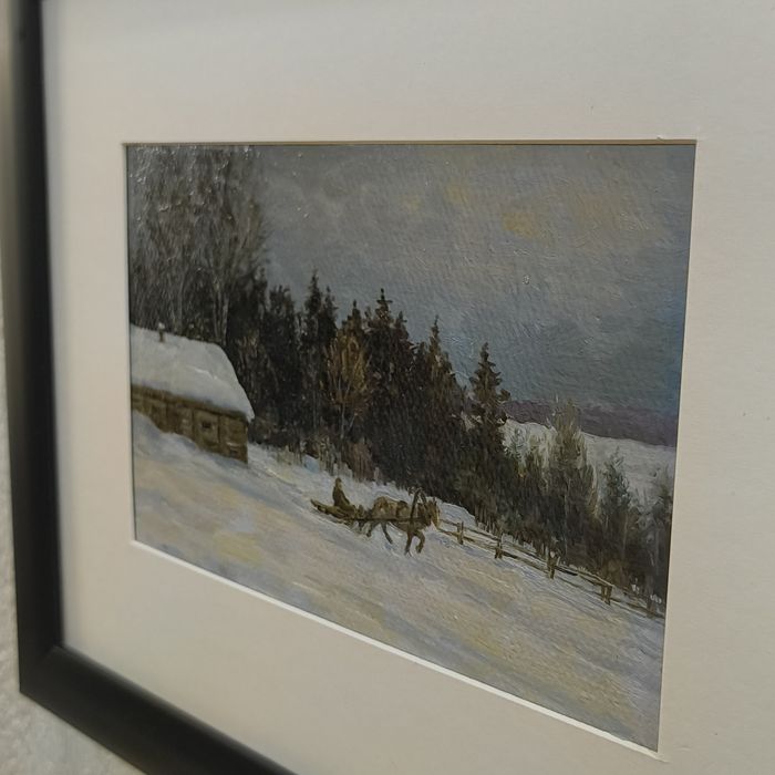 Картина маслом, Зима (багет) 32х26 Rasim
