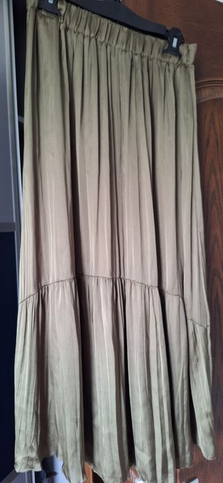 Fusta lunga, , usor satinata,kaki Zara