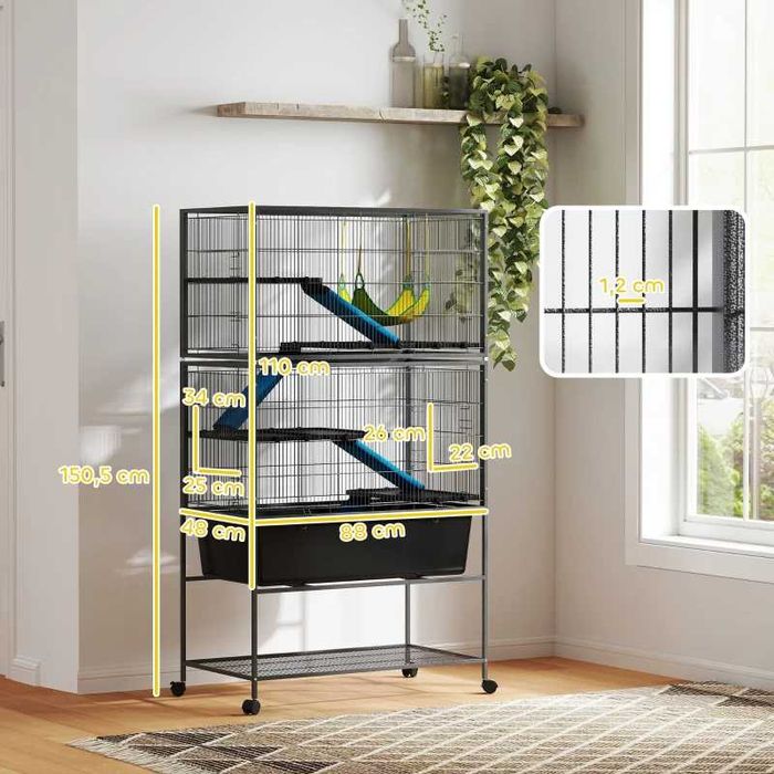 PawHut Клетка за малки животни, с 5 нива, 88 x 48 x 150,5 см