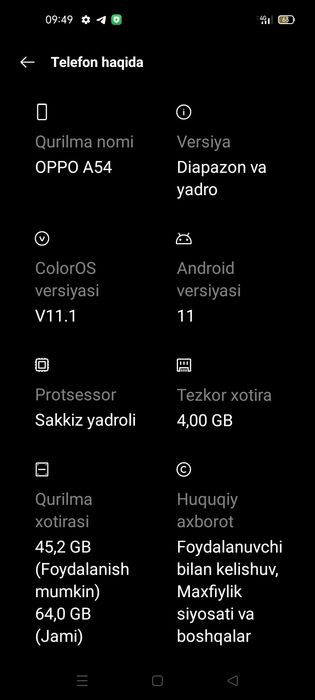 Oppo A54 holati yaxshi