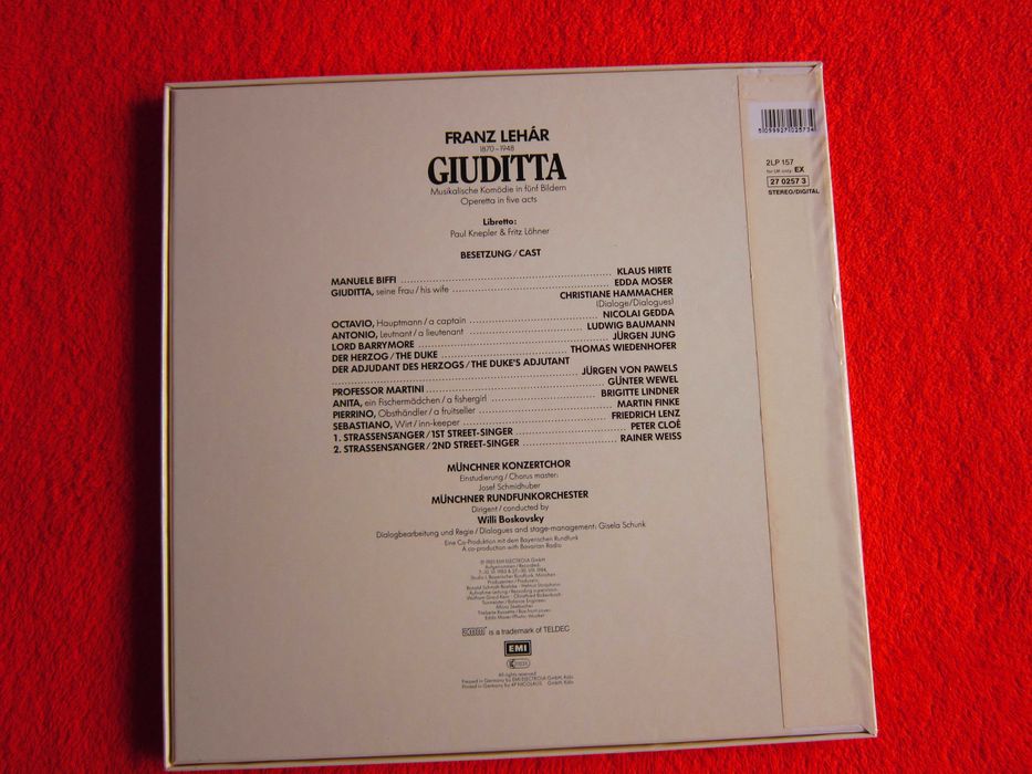 vinil Lehar -Giuditta -Edda Moser,Nicolai Gedda-Germany 1985 impecabil