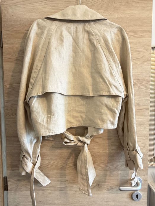 Къс ленен тренч Mango