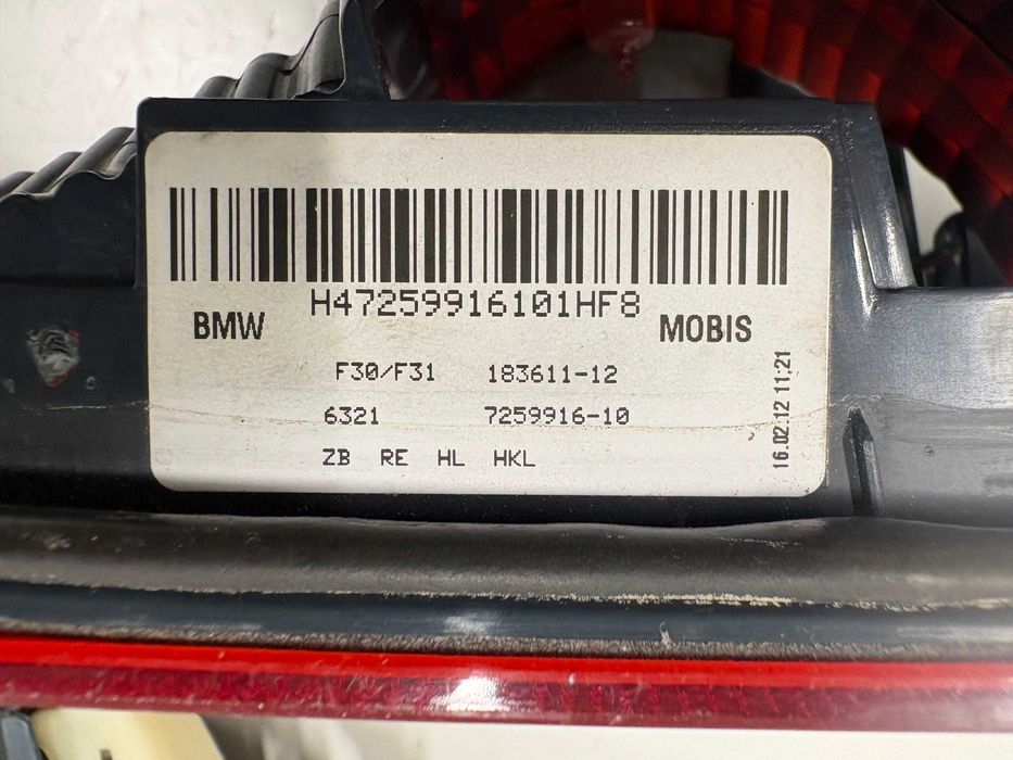 Десен вътрешен стоп Стоп заден капак БМВ Ф30 Ф31 Преди фейс