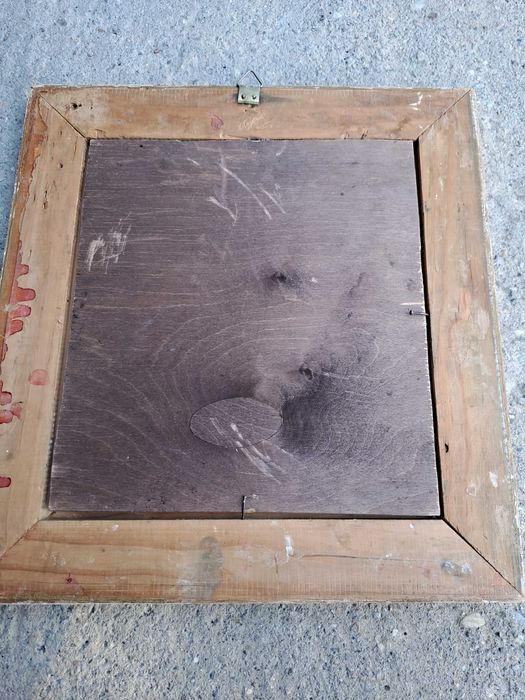 tablou pictura in ulei pe lemn 35/37 cm semnat