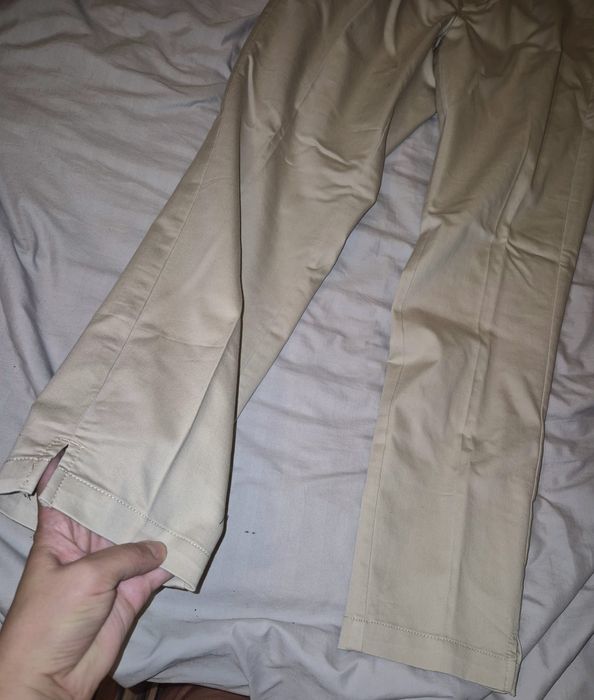 Pantaloni lungi crem , elegant-casual, material ușor elastic