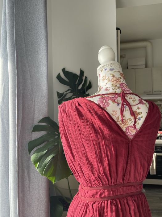 Rochie roșu-burgund Esprit – mărimea M, 100% Bumbac