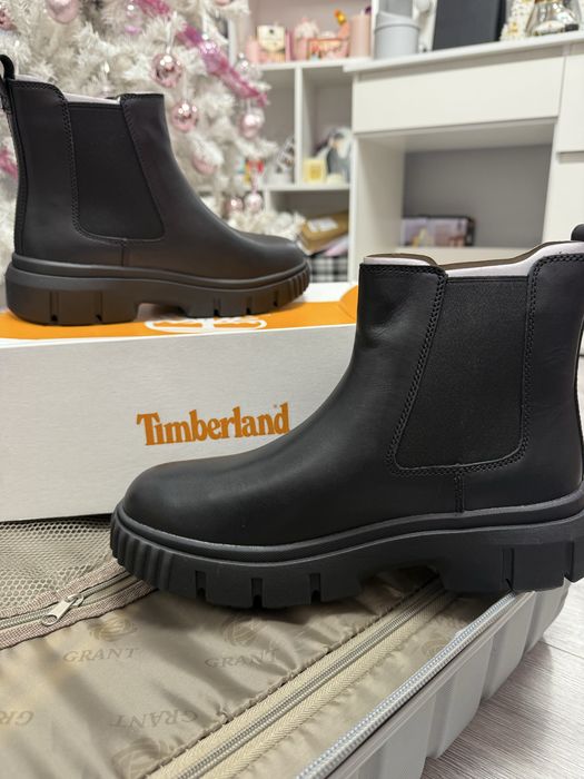 ghete Chelsea Timberland Greyfield din piele neagră
