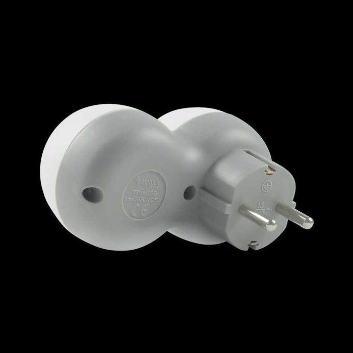 Стенен разклонител Technik Professional с 1 контакт + 2 USB-A 16A
