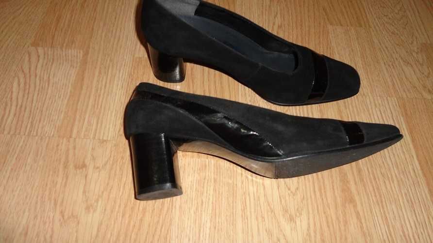 pantofi Servas comozi din antilopa si lac negru, marimea 37