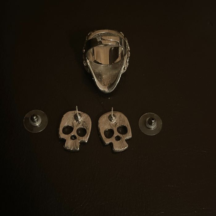 Луксозен комплект дизайнерскибижута с камъниPhilipPleinПръстен и Обеци